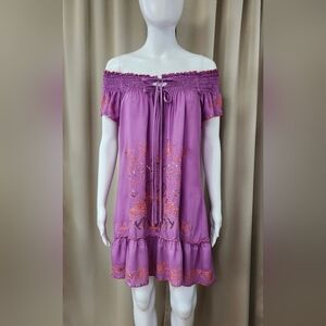 Krista Lee Off-Shoulder Embroidered, Beaded Dress